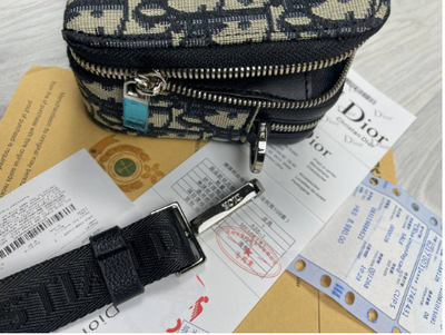 Christian Dior Black Small Messenger Bag With Long Belt Oblique Jacquard Crossbody Pouch
