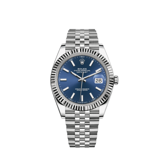 Replica Rolex Datejust 41 White Gold/Steel Blue Dial Fluted Bezel 126334 (Jubilee)