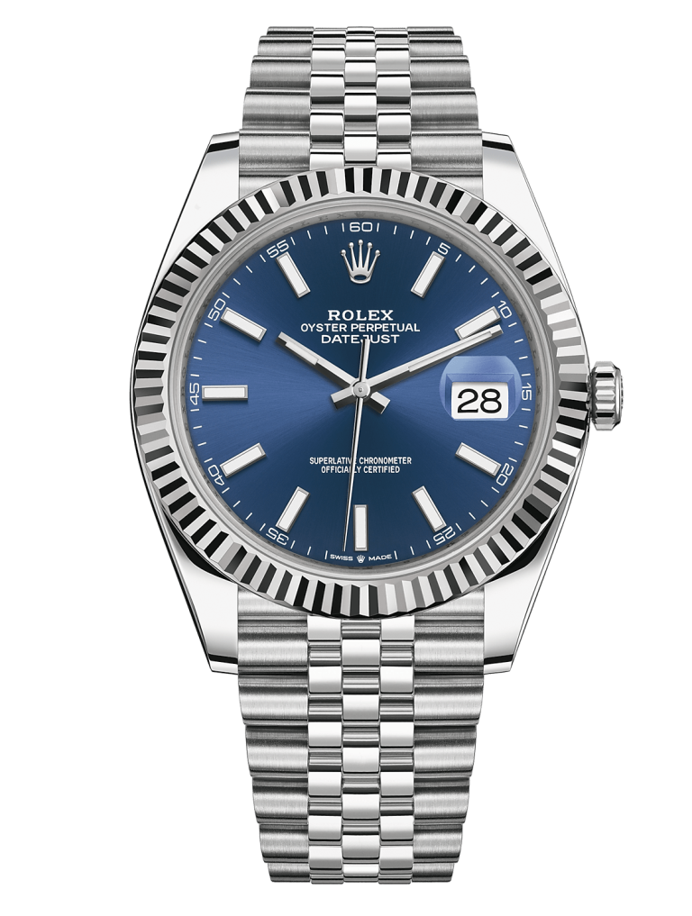 Replica Rolex Datejust 41 White Gold/Steel Blue Dial Fluted Bezel 126334 (Jubilee)